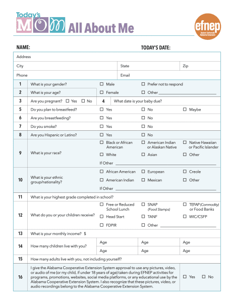 Today's Mom All About Me form