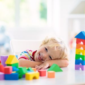 A child with building block
