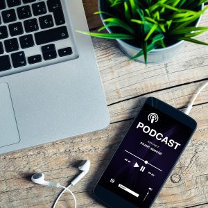 A podcast opened on a smart phone