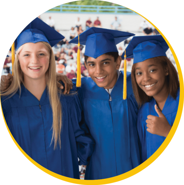 A diverse group of high school graduates.