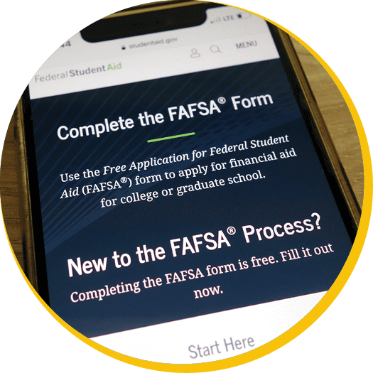 A tablet with the FAFSA application on the screen.