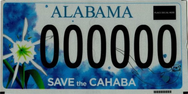 Cahaba River Society License Plate, Alabama Department of Revenue