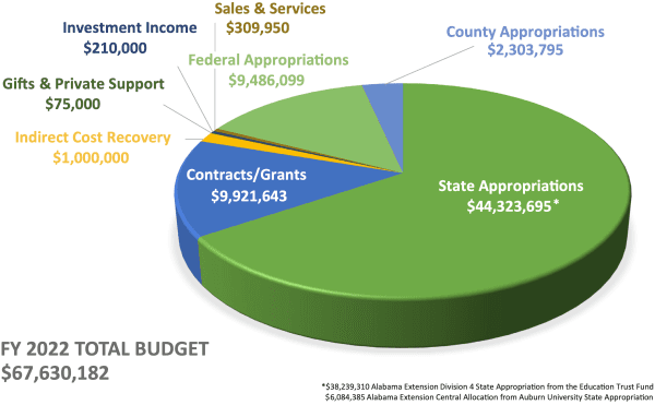 A pie chart of the FY2022 Budget