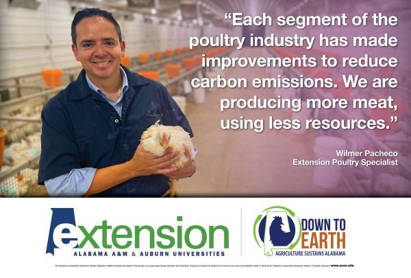 "Each segment of the poultry industry has made improvements to reduce carbon emissions. We are producing more meat, using less resources." – Wilmer Pacheco, Extension Poultry Specialist