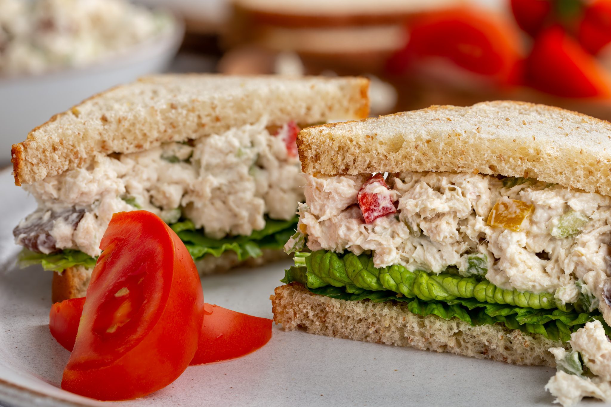chicken salad sandwich, a refreshing summer salad