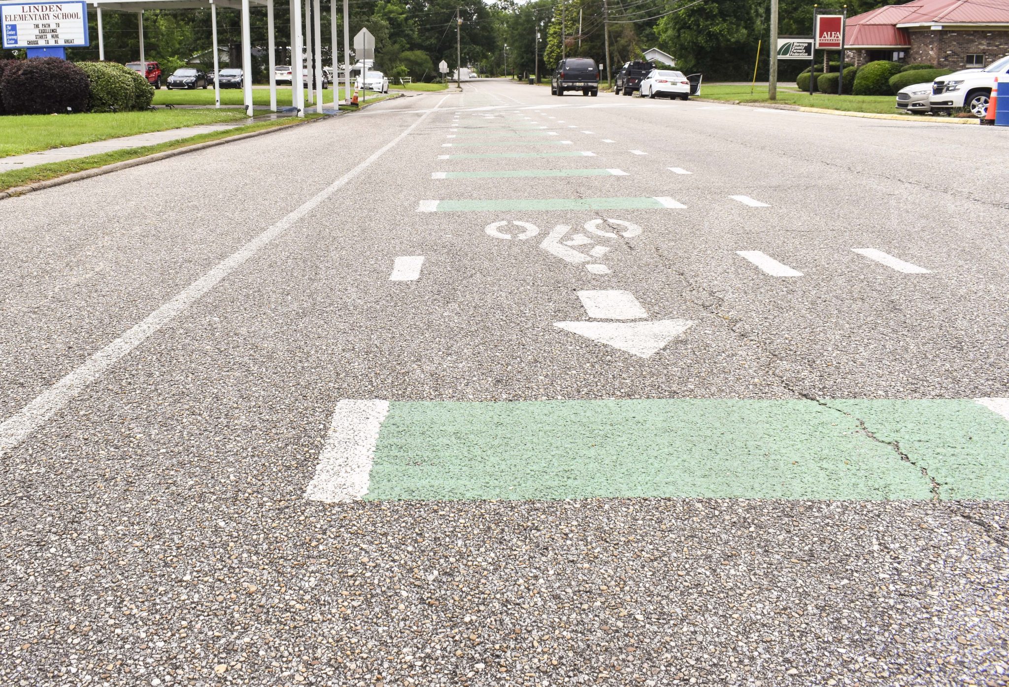 Freshly-painted bike lanes