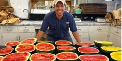 Figure 8. Andre da Silva evaluates vegetable cultivars adaptable to Alabama growing conditions.