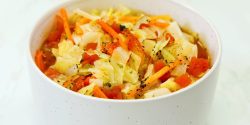 Classic Cabbage Soup, vegetables in white bowl