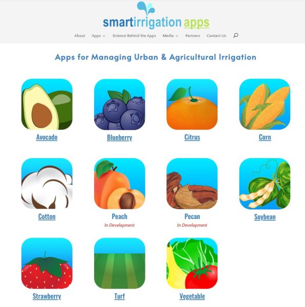 Figure 2. The smartirrigation app is available for several crops.
