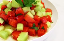 Watermelon and Honeydew on white plate