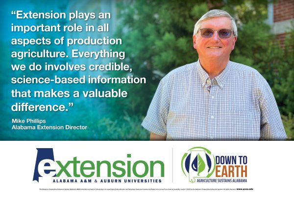 “Extension plays an important role in all aspects of production agriculture. Everything we do involves credible, science-based information that makes a valuable difference.” – Mike Phillips, Alabama Extension Director