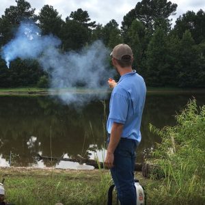 Figure 7. Consistent and persistent use of pyrotechnics, such as this handheld Bird Banger, can be used safely and accurately to disrupt and discourage waterfowl by nonlethal means.