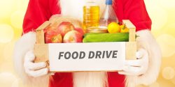 Santa holiday a food drive donation box