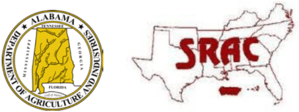 Alabama Department of Ag and Industries logo and SRAC logo.