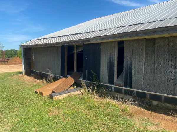 Old cooling pads on a poultry house