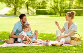 A family having a picnic in the park