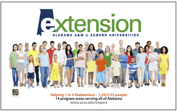 A post card with the Alabama Extension logo