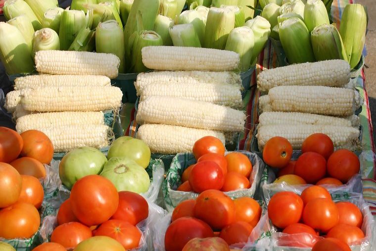 farmers market with in-season produce