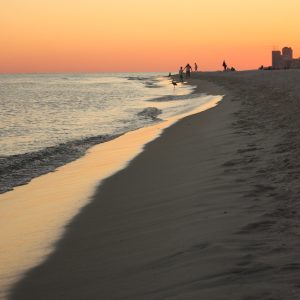 An Alabama beach at sunset