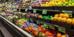 vegetables on grocery store shelves