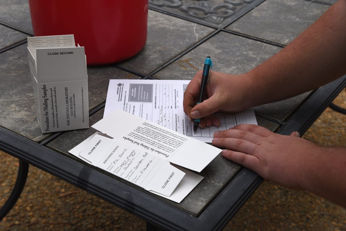 Figure 6. Fill out the information on the soil sample box and information sheet as completely as possible to ensure accurate recommendations.