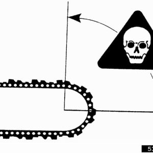 Figure 23. The chainsaw’s kickback zone or no-go portion should not come in contact with trees or branches while the chain is rotating. If it does, it can create a violent upward rotation that can strike the operator in the chest or head. (Photo credit: International Society of Arboriculture, Bugwood.org)