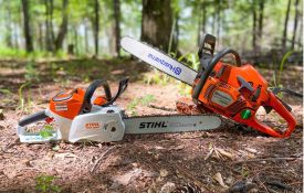 Figure 9. Battery-powered chainsaws offer a good alternative as they are quieter, require less maintenance, and have enough power for smaller projects.