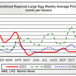 A line graph showing the 3-year average of egg prices.