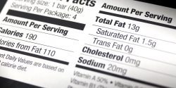 A nutritional label, close-up