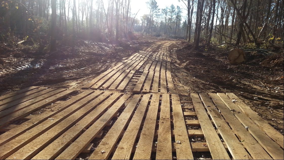 Figure 7. Wood mats work well to reduce soil rutting and compaction from forestry equipment.