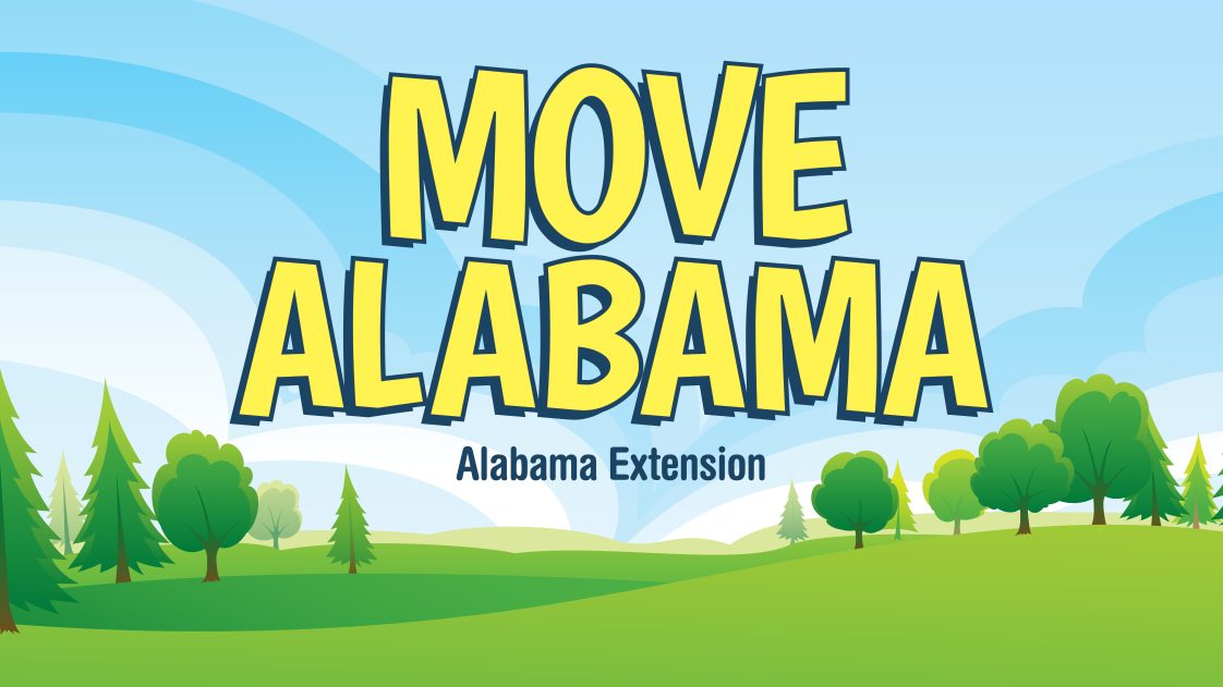 The words "Move Alabama" and "Alabama Extension" on a green landscape and sky background.