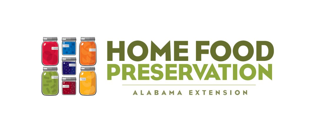 Illustrated canned jars of food with the following text: Home Food Preservation Alabama Extension.