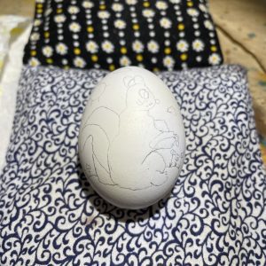 The beginning stages of the Colonnade of Eggs design representing North Carolina.