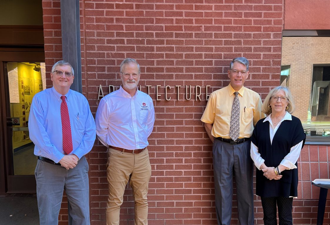 From left: Mike Phillips, Alabama Cooperative Extension Director; David Hinson, CADC Associate Dean for Research and Graduate Studies; Paul Brown, Alabama Cooperative Extension Associate Director; and Karen Rogers, Interim Dean of the AU College of Architecture, Design and Construction