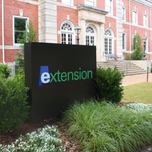 The Extension sign outside Duncan Hall on Auburn's campus.
