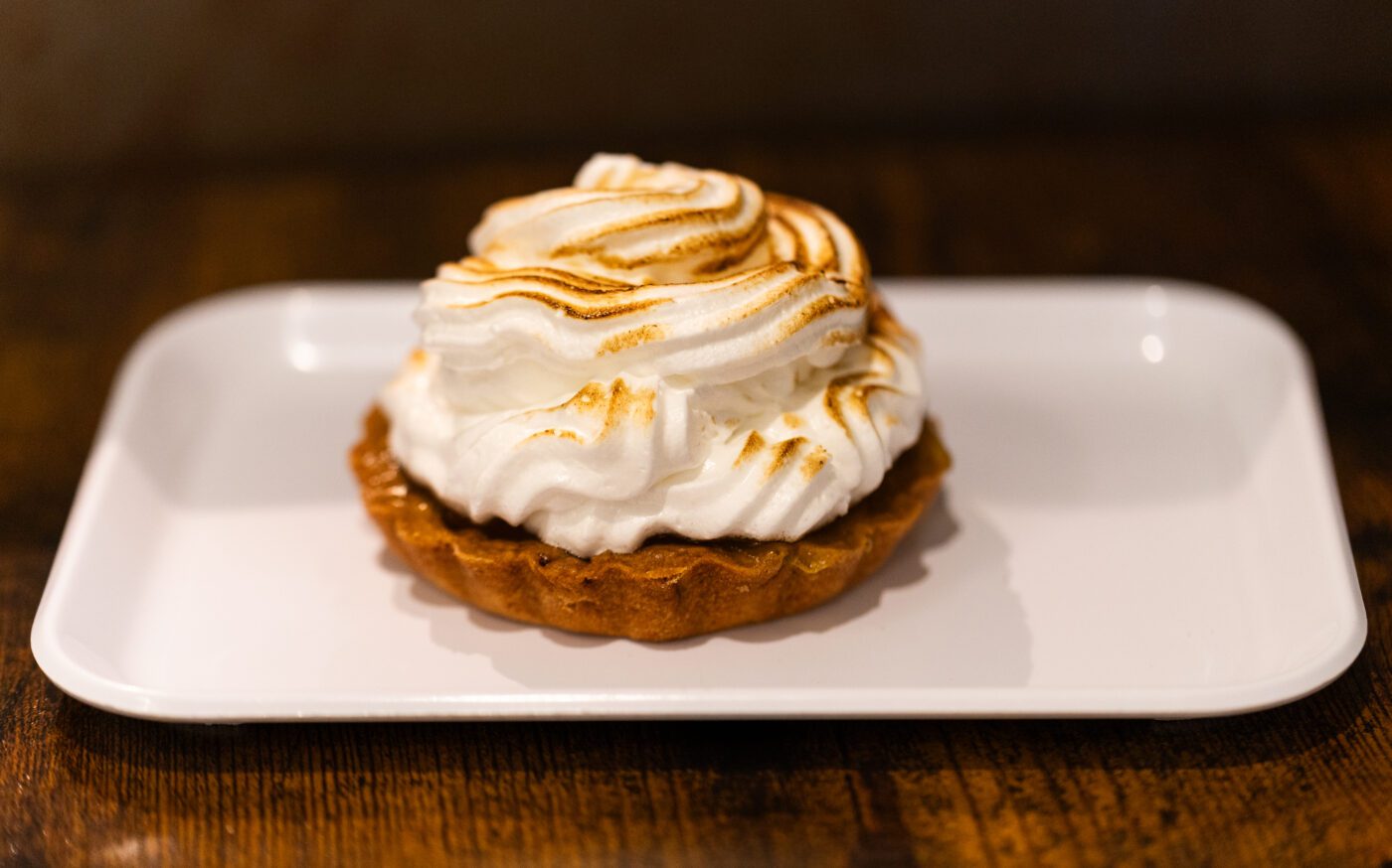 A meringue on top of a tart.
