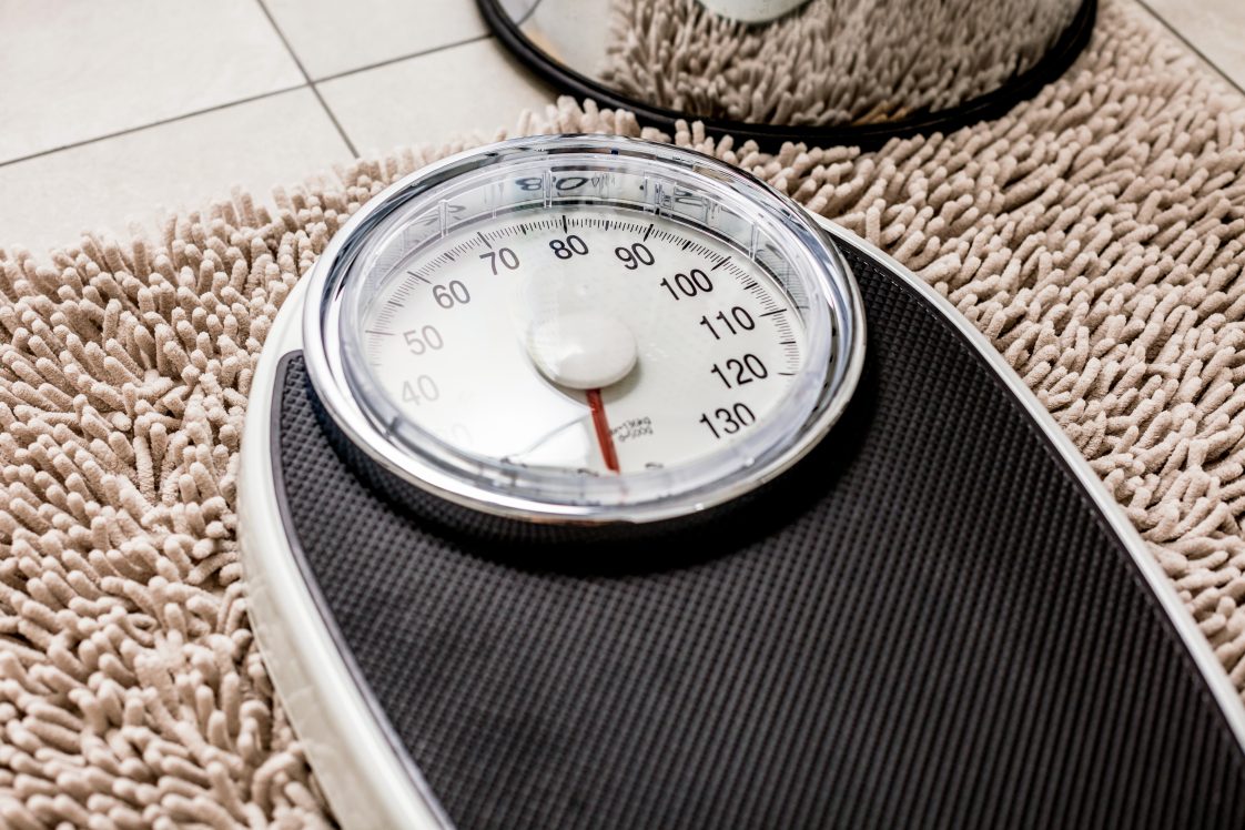 close-up of a bathroom scale