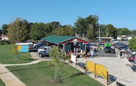 A bird's-eye view of the Athens Farmers Market.