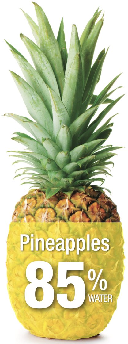 Pineapples are 85% water.