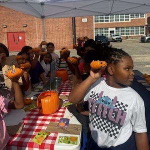Kids at Barrett Elementary enjoying a farm-to-school event.