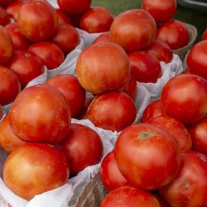 Red tomatoes at a farmer's market.