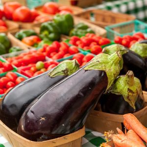 Eggplants at a Farmer's Market