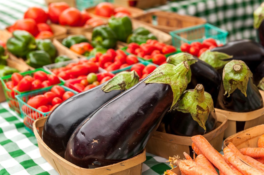 Eggplants at a Farmer's Market