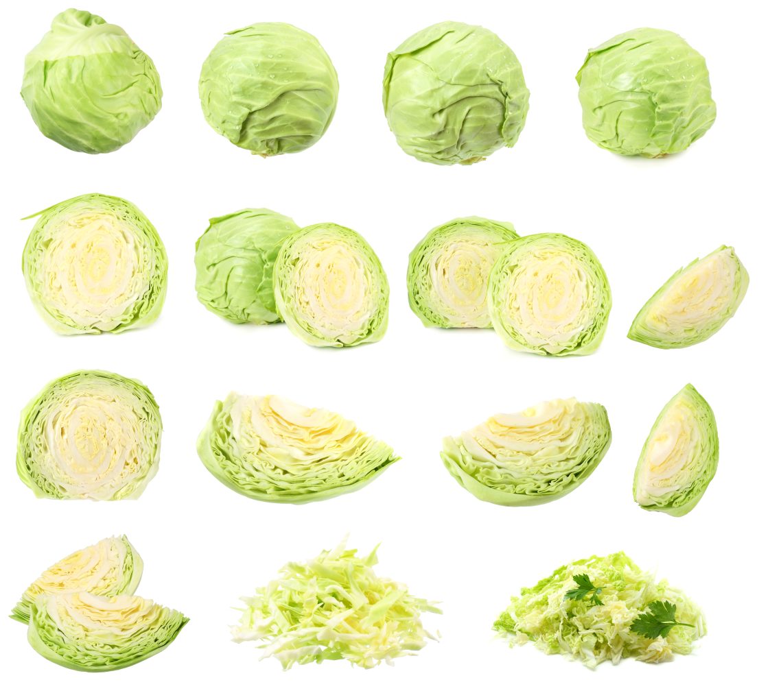 cabbage collectioin. green cabbage isolated on white background. healthy food