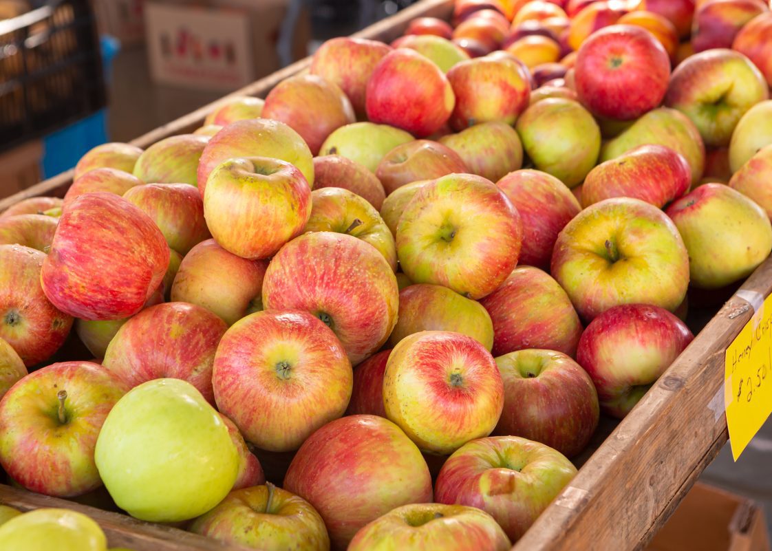 Honecrisp apples at a local outdoor market