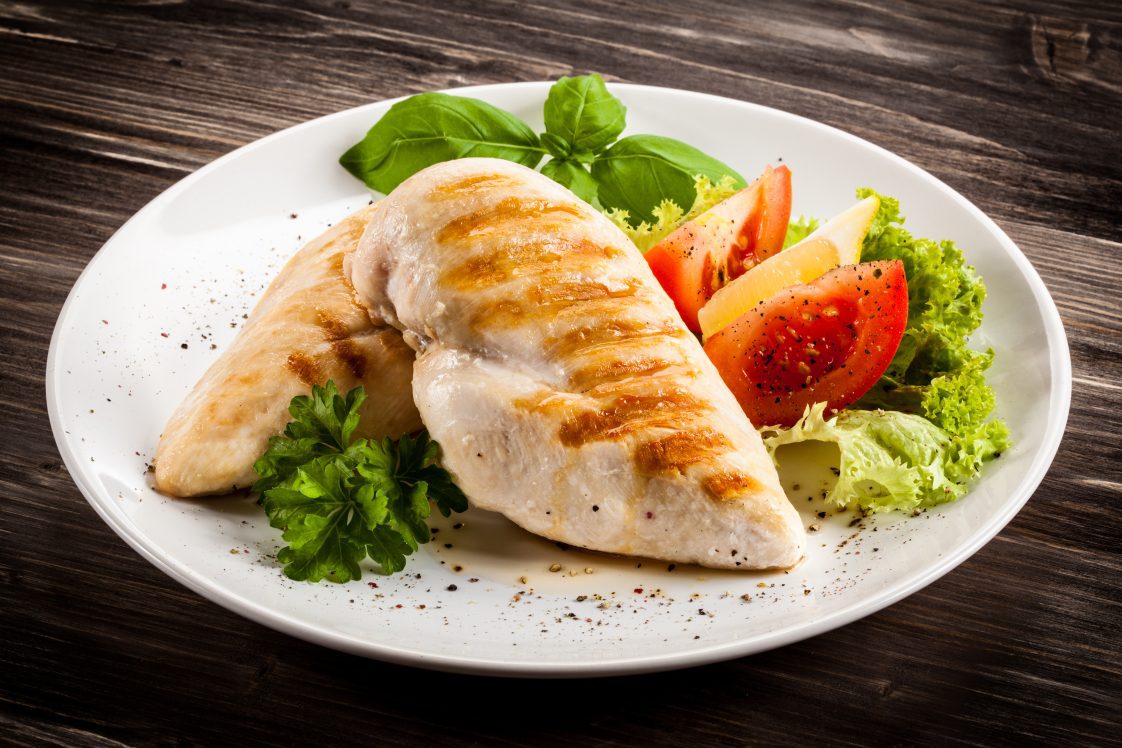 Grilled chicken breast on plate
