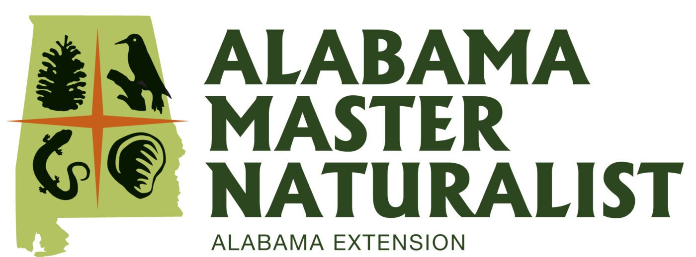 The Alabama Master Naturalist Alabama Extension logo, which includes those words and an illustration of the state of Alabama with four icons of natural items.