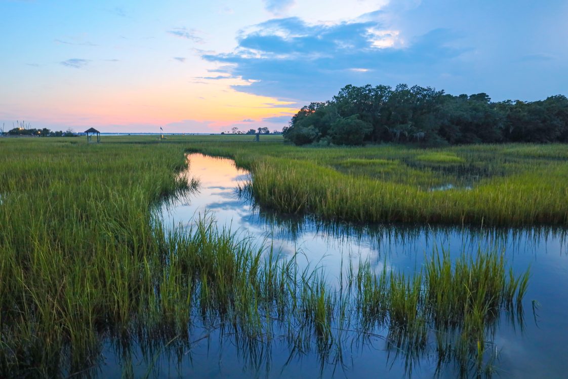 Blue hour at the marsh Shem Creek, South Carolina.