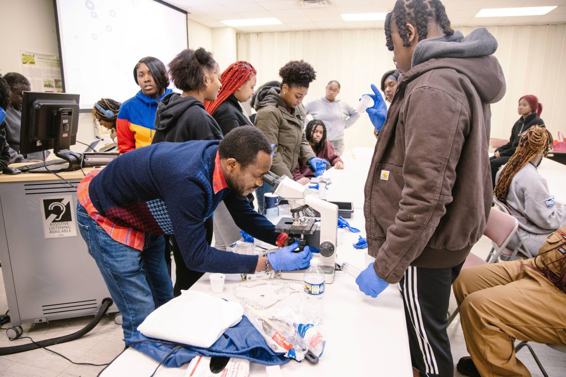 Dr. Felix Samuel with AAMU biohealth students