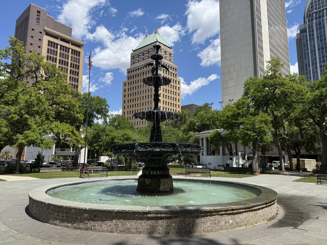 Bienville Square fountain in Mobile, Alabama.